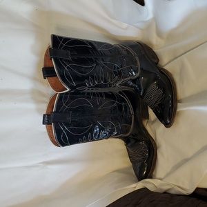 Nocona Black patent Leather Cowboy Boots 10.5d